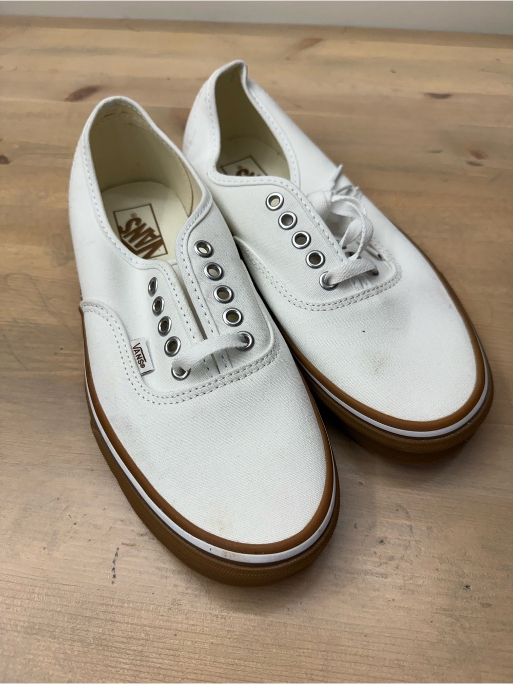 Vans White Canvas Sneakers with Gum Outsole